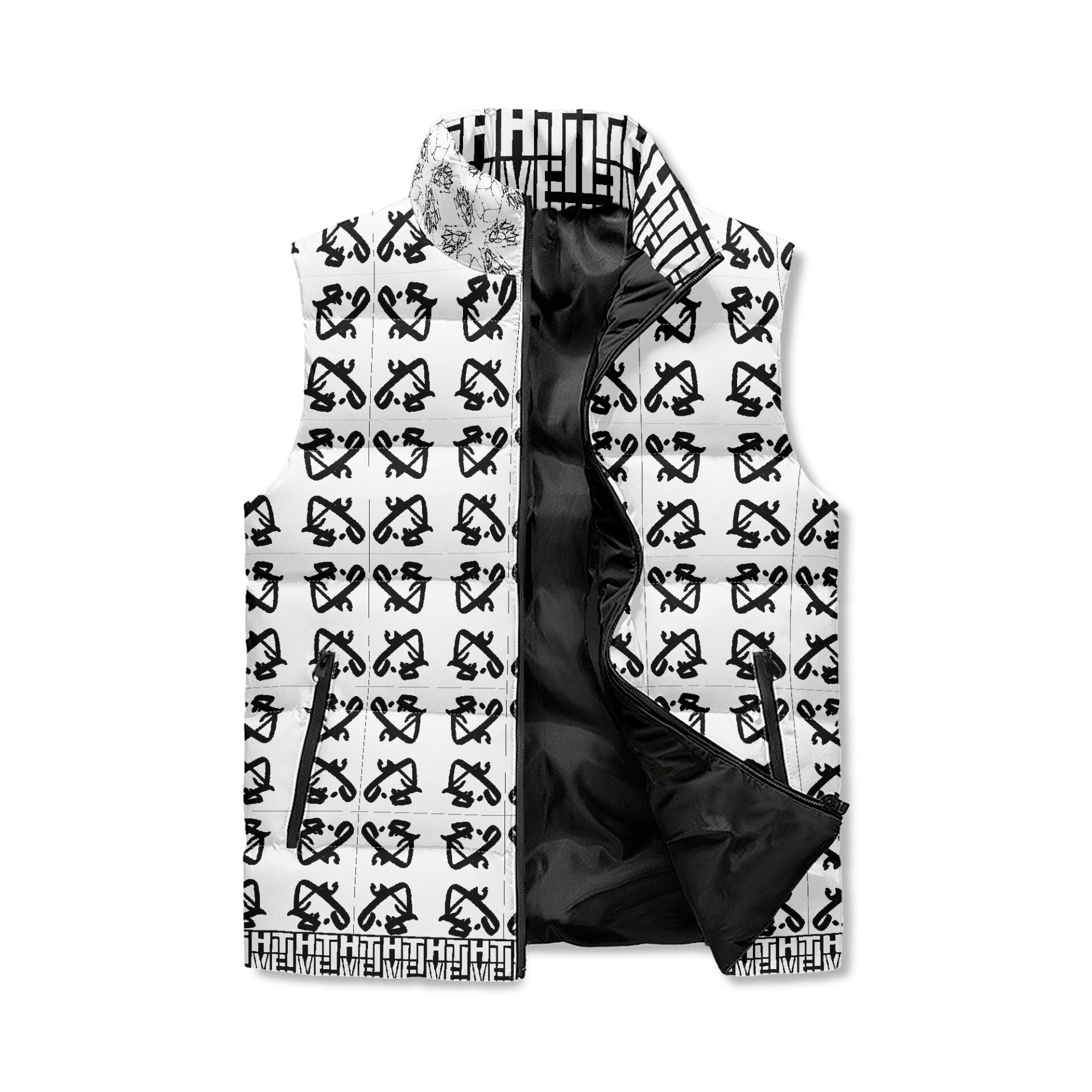 Unisex Lightweight All Over Printing Stand Collar Zip Up Puffer Vest