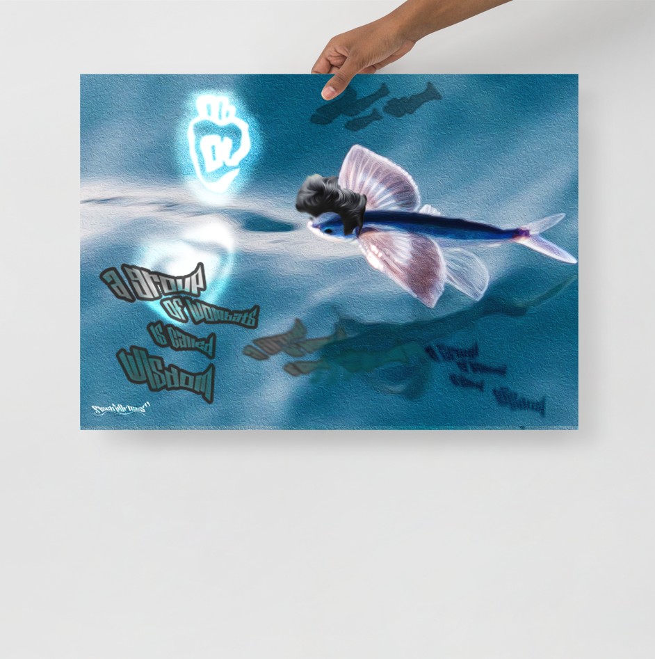,,Flug und über Fisch auf Nass''