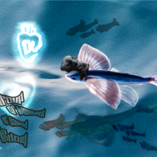 ,,Flug und über Fisch auf Nass''