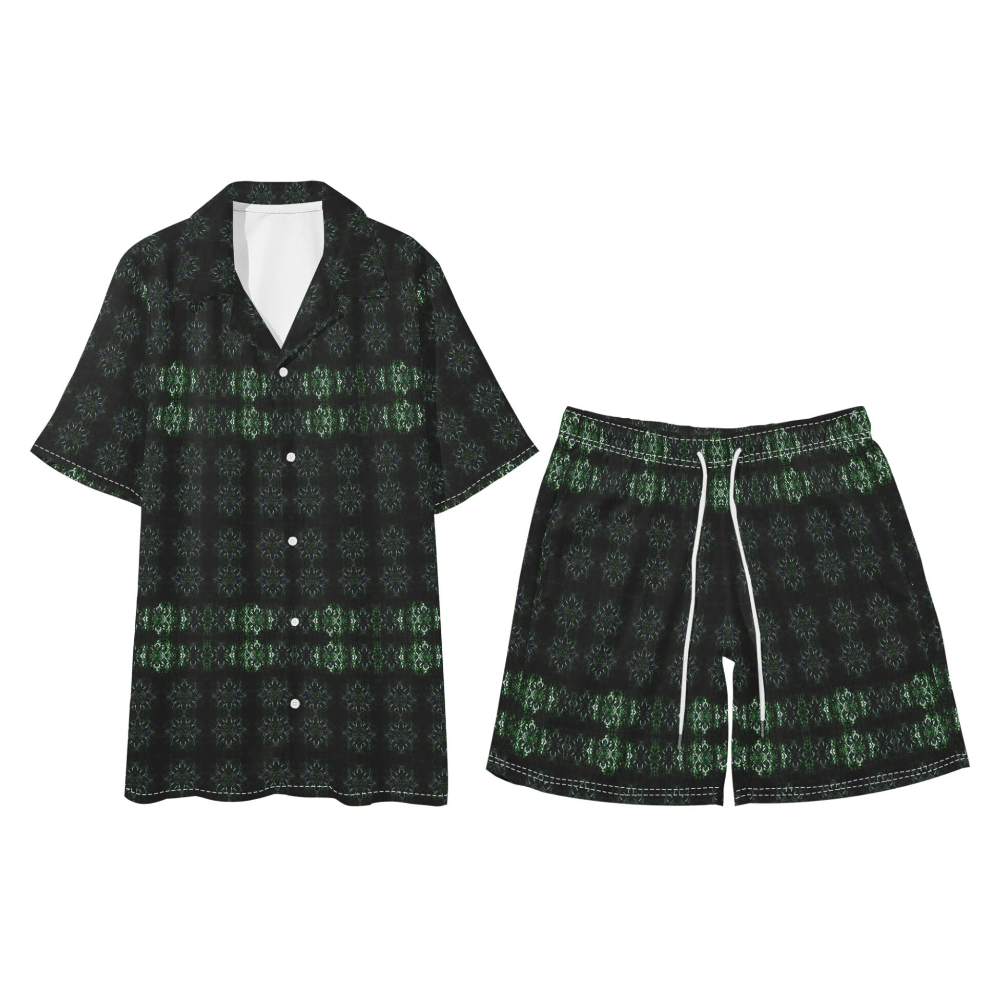 Men's Regular Fit Hawaiian Short Sleeve Shirt and Shorts Set